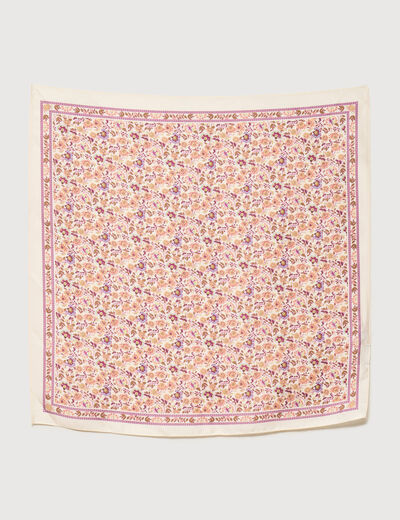 Foulard carr&eacute; satin ecru femme
