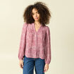 Blouse manches longues col V rose femme