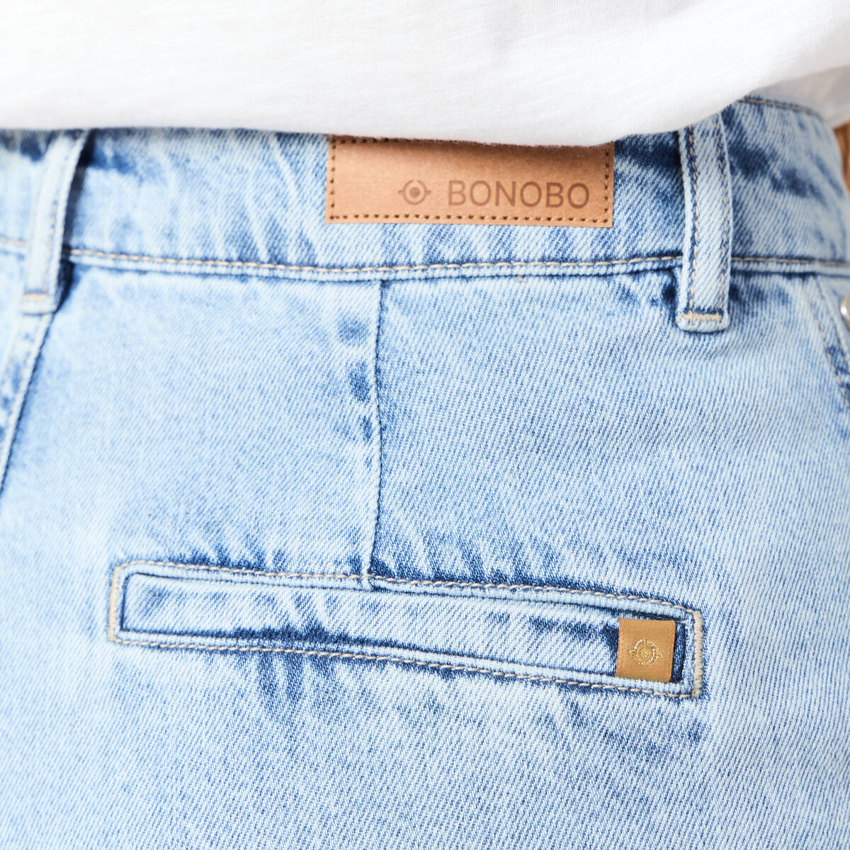 Jeans large denim bleach femme