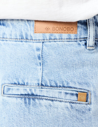 Jeans large denim bleach femme