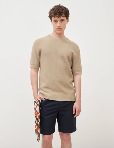 T-shirt en coton manches courtes beige homme