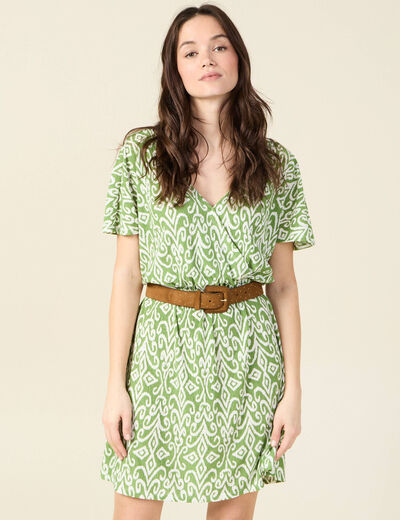 Robe droite fluide vert femme
