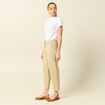 Pantalon taille haute fluide marron clair femme