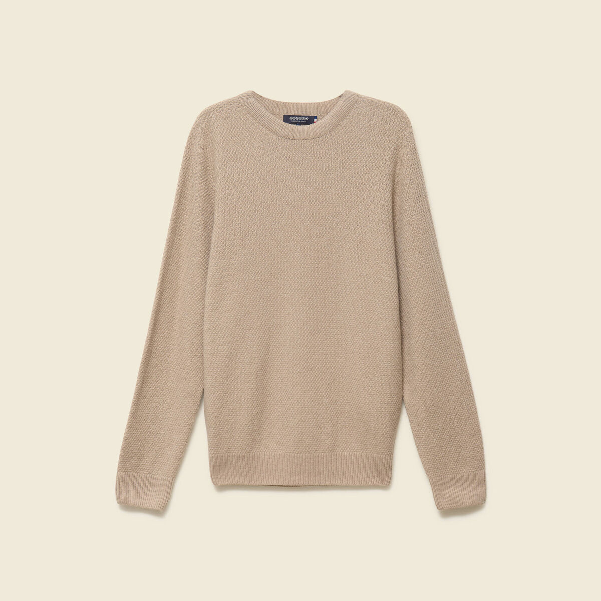 Pull manches longues fabriqu&eacute; en France sable homme