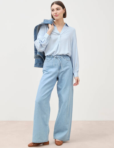 Blouse manches longues bleu femme