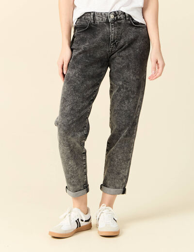 Jeans girlfriend 5 poches denim snow gris femme