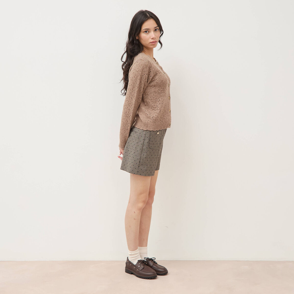 Short taille haute gris femme