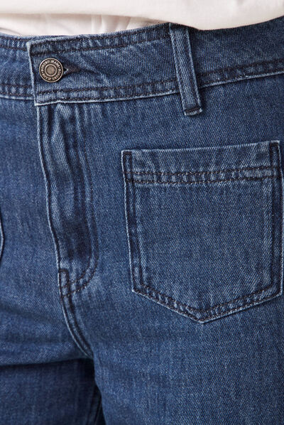Jeans jambe large denim brut femme