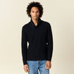 Pull manches longues col châle bleu marine homme