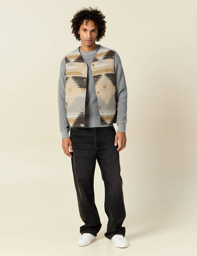 Pull manches longues col rond gris homme