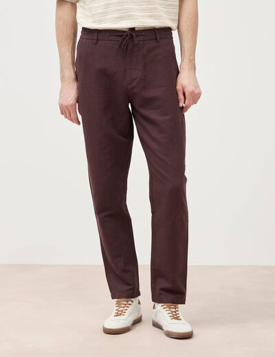 Chino coupe droite longueur 32 marron fonc&eacute; homme
