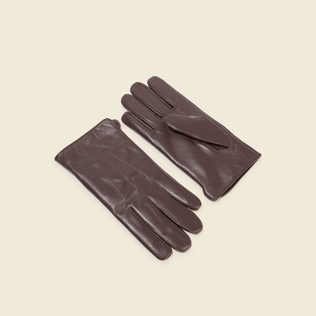 Gants en cuir avec doublure marron homme