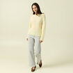 Pull manches longues col rond jaune femme