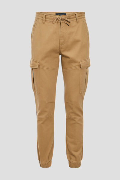 Pantalon cargo taille à cordon vert kaki homme