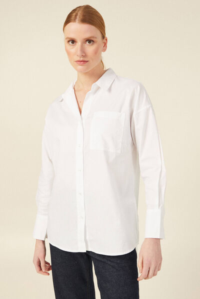 Chemise manches longues blanc femme