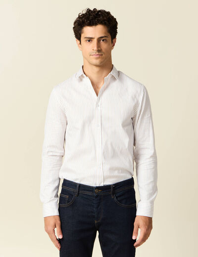 Chemise manches longues beige homme