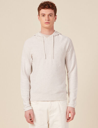 Pull à capuche ecru homme
