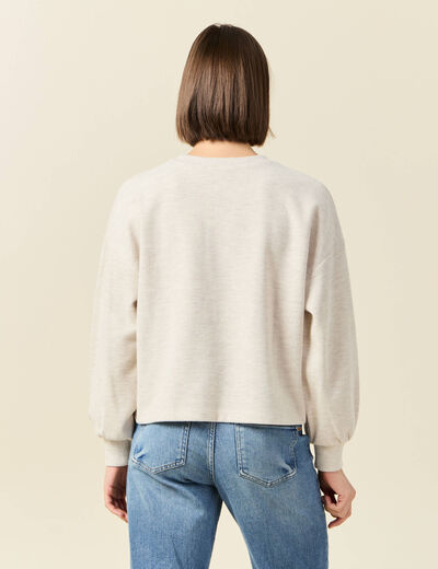 Sweat manches longues oversize creme femme