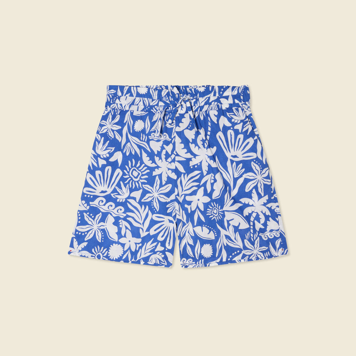 Short droite taille haute bleu femme