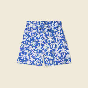 Short droite taille haute bleu femme