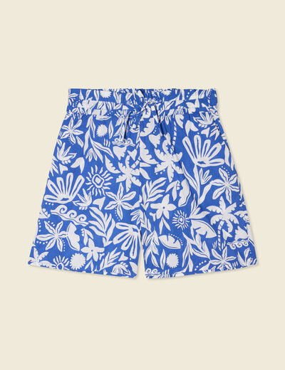 Short droite taille haute bleu femme
