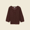Gilet droit court manches longues marron fonc&eacute; femme
