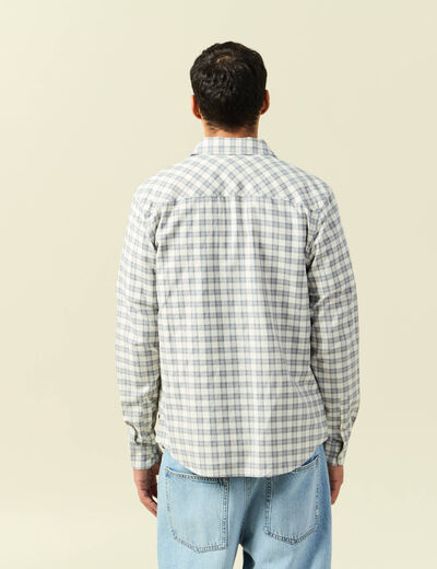 Chemise droite courte en coton ecru homme