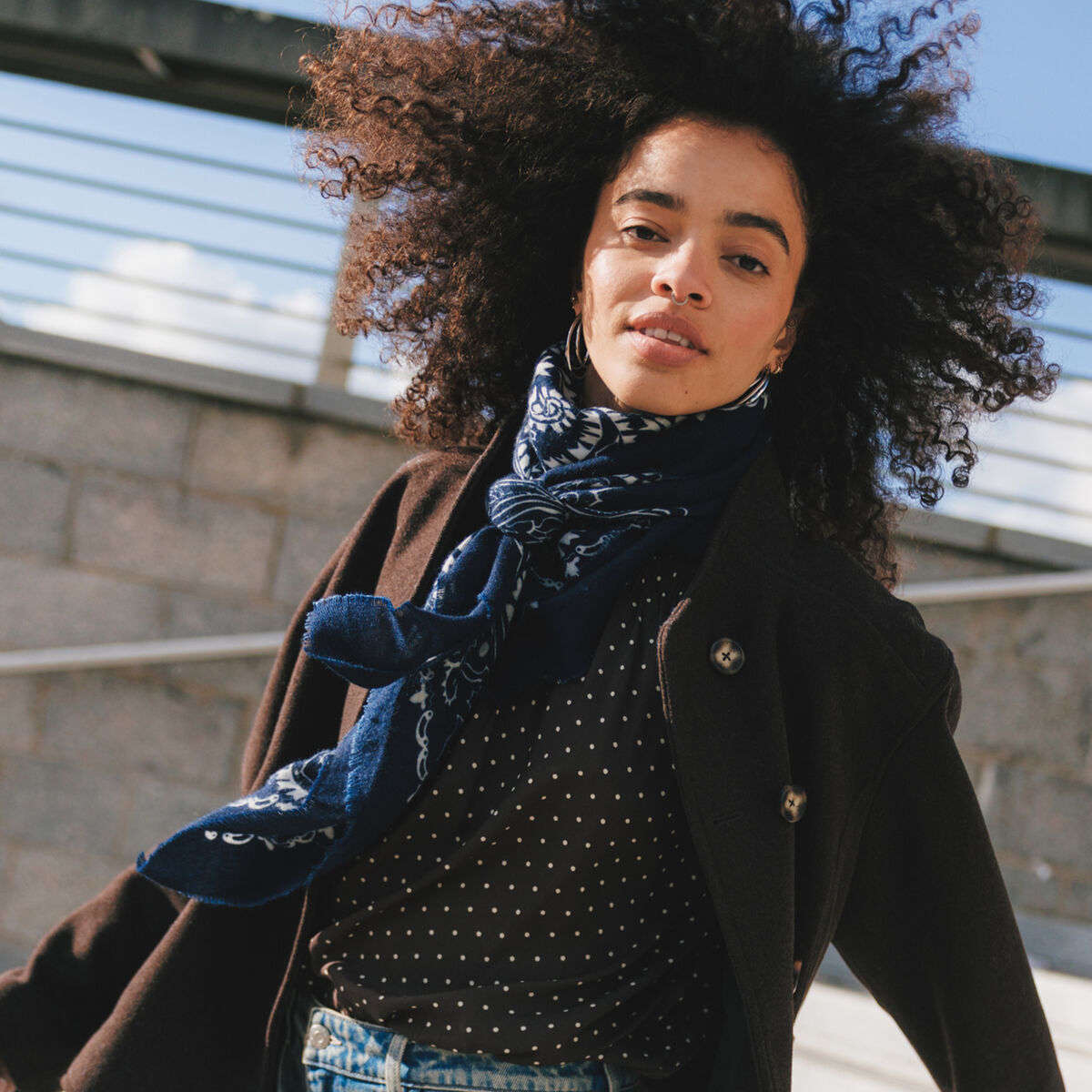 Foulard bleu marine femme