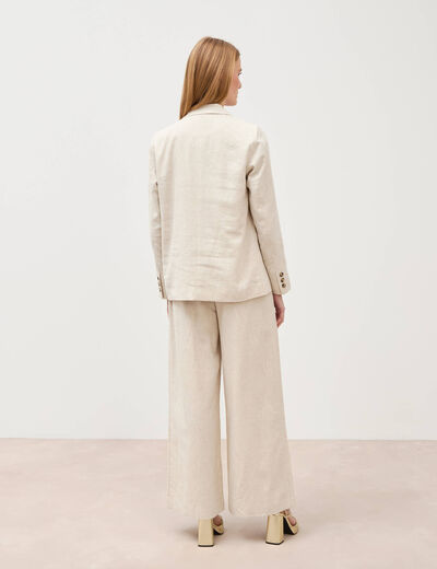 Blazer manches longues col tailleur sable femme