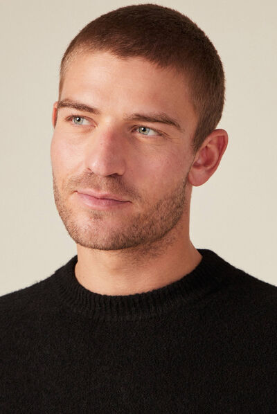 Pull manches longues noir homme