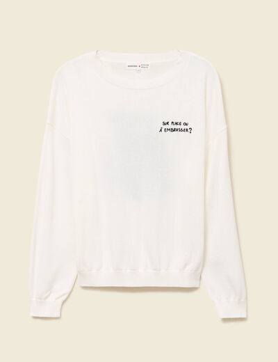 Pull col rond Atelier Beguin x Bonobo ecru femme