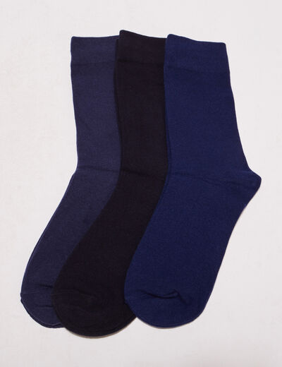 Lot 3 paires de chaussettes homme unies bleu marine homme