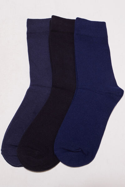 Lot 3 paires de chaussettes homme unies bleu marine homme