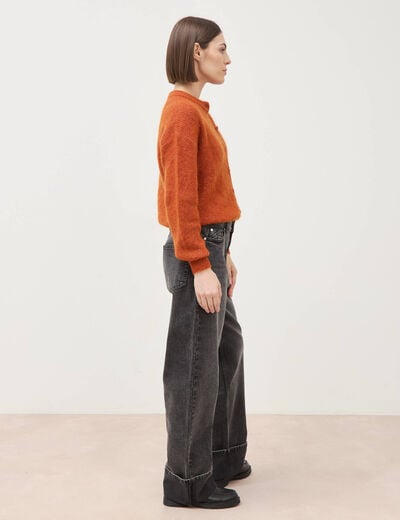 Jeans straight taille standard denim gris femme