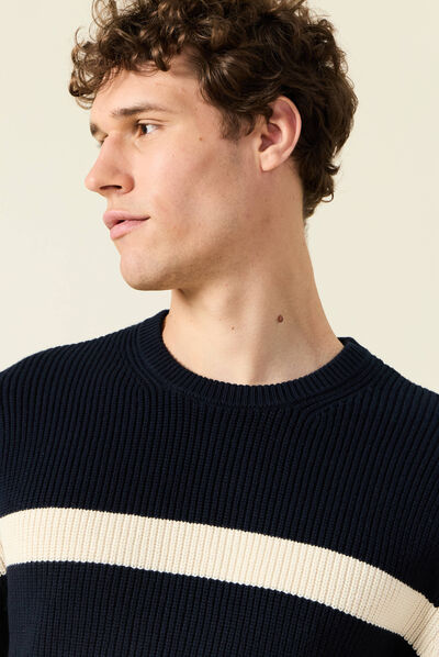 Pull manches longues bleu foncé homme