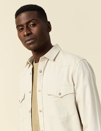 Chemise manches longues beige homme
