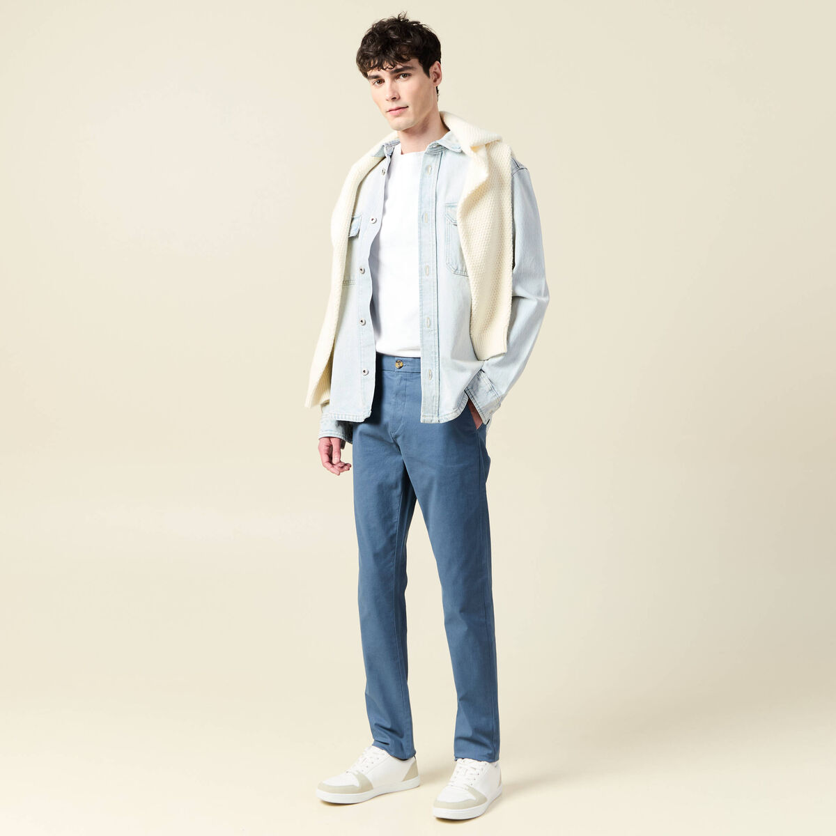 Pantalon chino slim bleu foncé homme