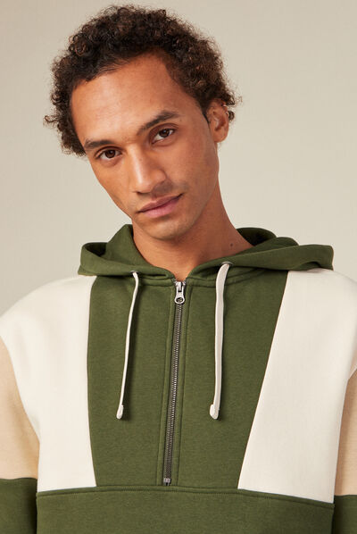 Sweat éco-responsable vert kaki homme