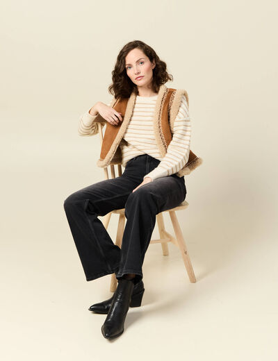 Pull manches longues ecru femme
