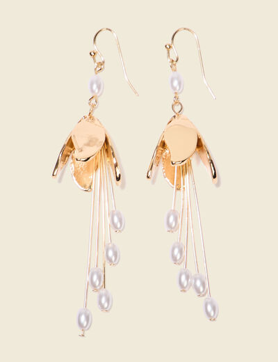 Boucles d'oreilles pendantes ecru femme