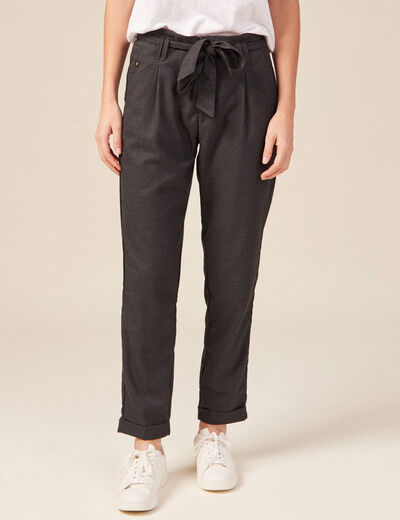 Pantalon paperbag gris femme