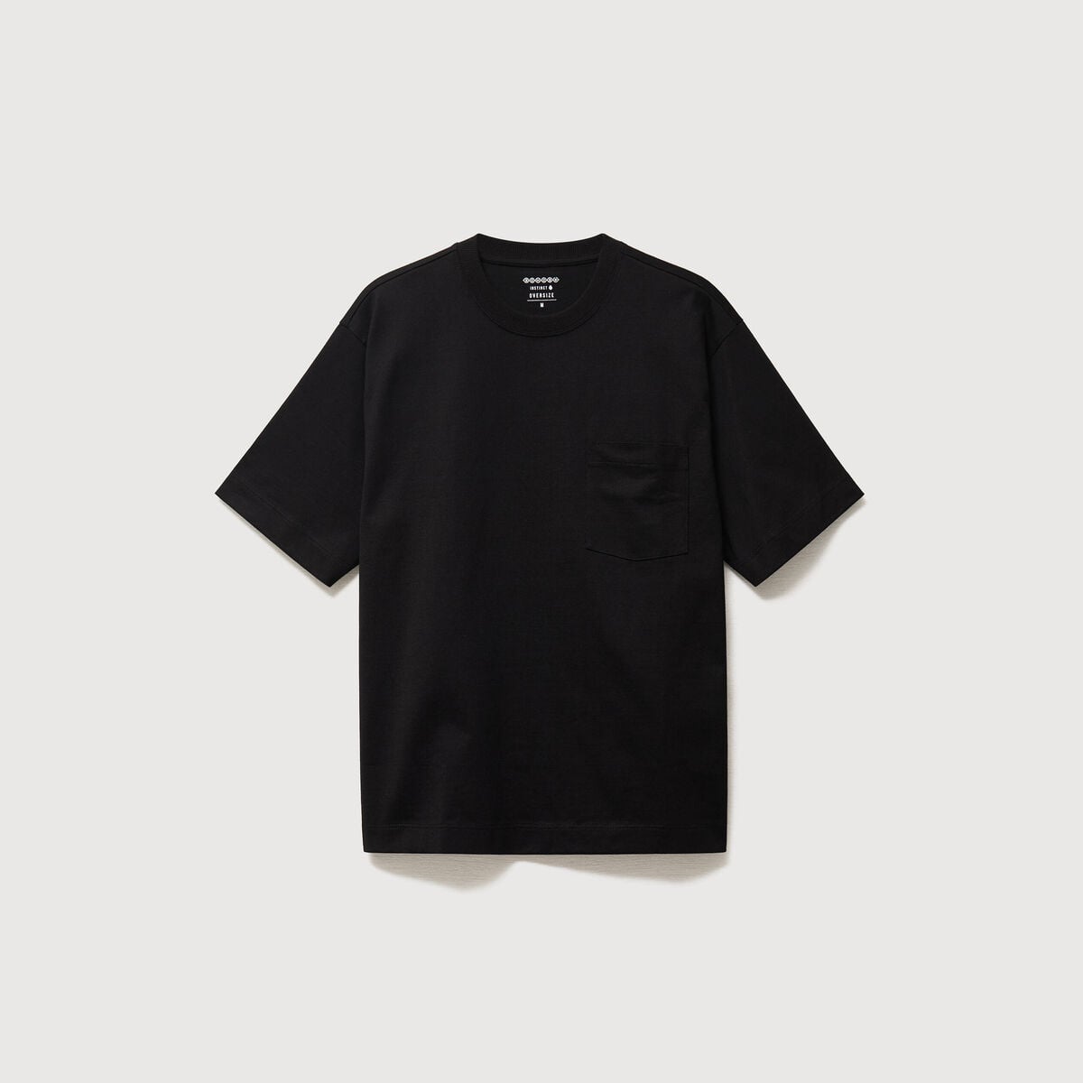T-shirt droit en coton col ras du cou noir homme