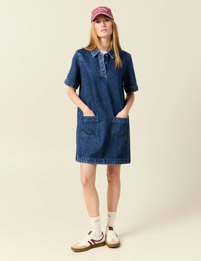 Robe jeans manches courtes denim stone femme