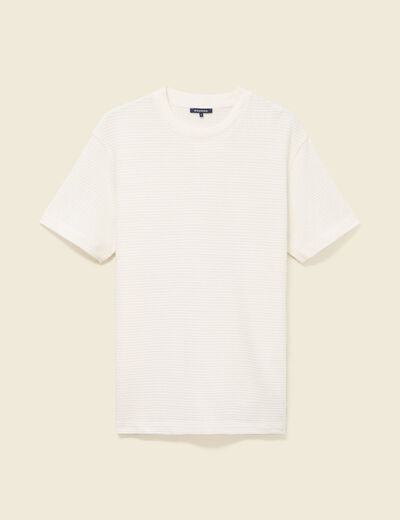 T-shirt ample en coton col rond ecru homme