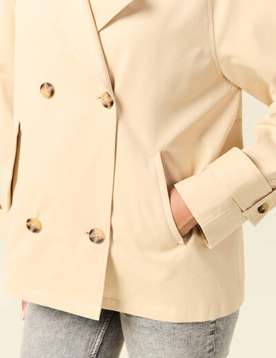 Trench court oversize beige femme