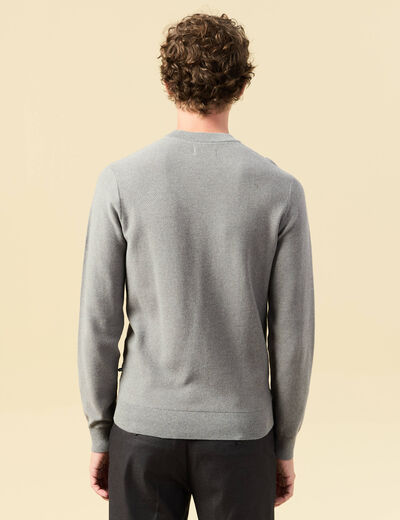 Pull col rond manches longues gris homme