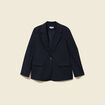 Blazer manches longues col tailleur bleu marine femme