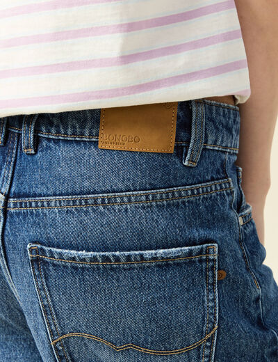Bermuda large taille haute en coton denim stone femme