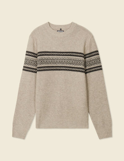 Pull manches longues beige homme