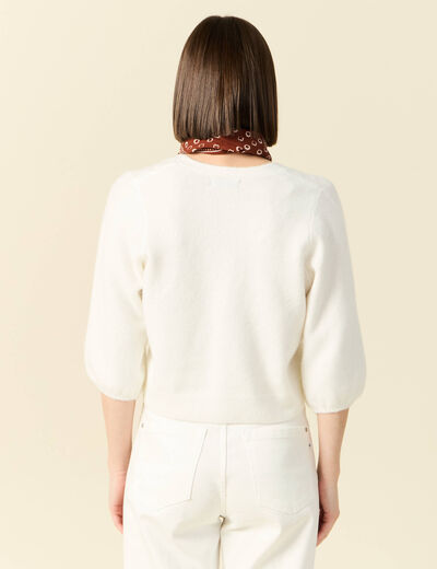 Gilet manches 3/4 blanc femme